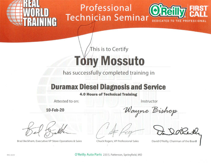 Real World Training Duramax Diesel Diagnosis and Service Certification