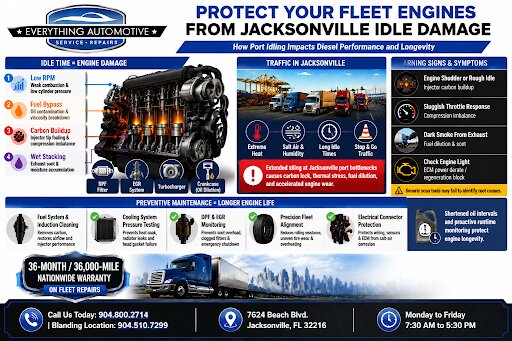 Fleet engine maintenance and idle damage prevention in Jacksonville